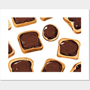 Chocolate Kawaii Sweet Yummy Toast Bread Sandwich Coffee Vintage Posters and Art